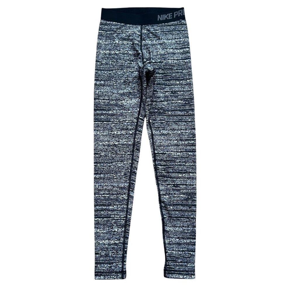 Nike Pro Dri-FIT Compression Leggings Womens XS‎ Gray Black Workout Running